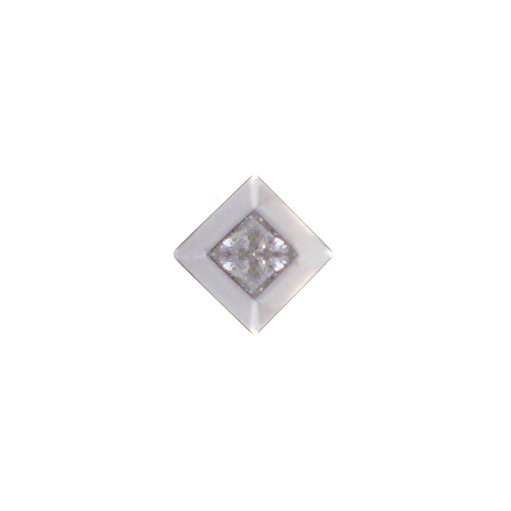 Sterling silver, rhodium plated, square princess cut, cubic zirconia on plain surround pendant.