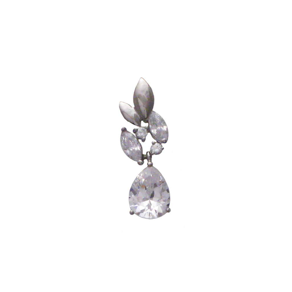 Sterling silver, rhodium plated, pear and marquise drop cut cubic zirconia pendant.